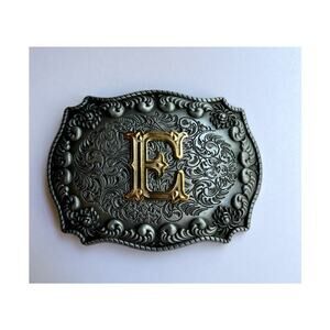 Initial E Letter E Western Belt Buckle